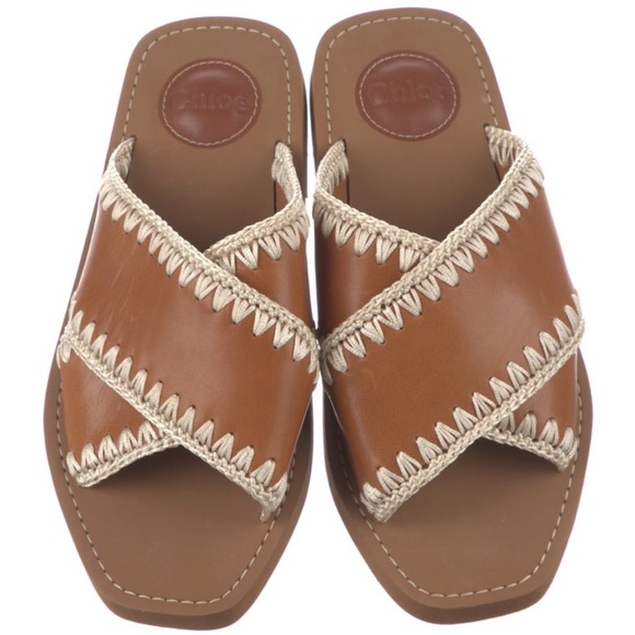 Chloe Camel Whipstitch Sandals size IT37, US7 EUC - Picture 4 of 5